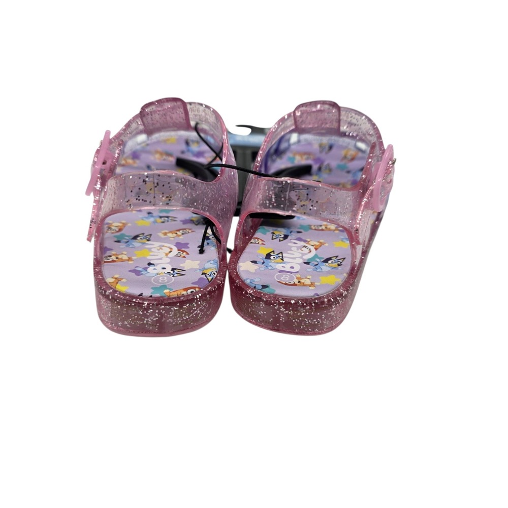 Bluey And Bingo Sandals Kids Purple Pink Glitter Star Jelly Shoes Size 8 NWT - Picture 4 of 5